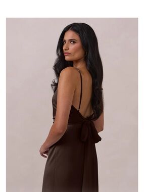 Park & Fifth Mira Dress Satin Midi Bridesmaid Dress - Espresso